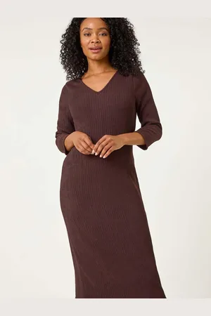 Roman Petite Textured V-Neck Midi Dress AU 16