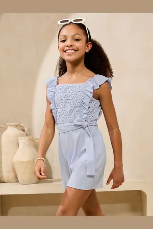 Lipsy London Blue Crochet Holiday Shop Playsuit (5-16yrs) 5