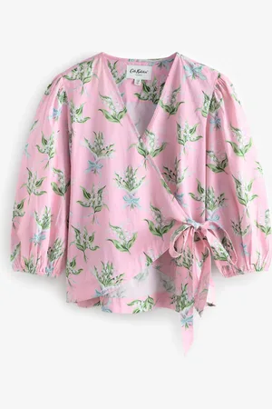 Cath Kidston Pink Lily of the Valley 100% Cotton Wrap Blouse AU 22