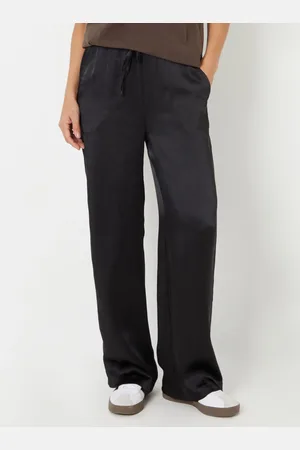 Threadbare Black Leopard Print Wide Leg Satin Trousers AU 12