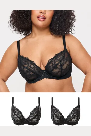 Ann Summers Black DD+ Non Pad Plunge 2 Pack Sexy Lace Underwired Bra 40 DD