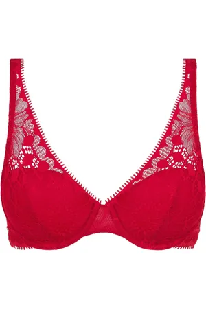 Chantelle Red Day to Night Lace underwired Plunge Spacer Bra 32 D