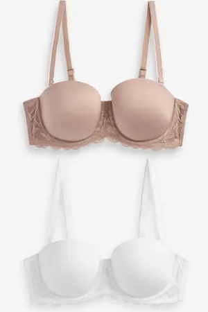 Next White/Praline Nude Light Pad Strapless Multiway Bras 2 Pack A-E 38 DD