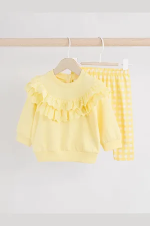 Next Yellow Gingham Baby Sweat Top & Leggings Set 9