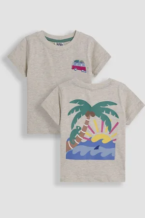 JoJo Maman Bébé Natural Tropical Island Back Printed T-Shirt 5