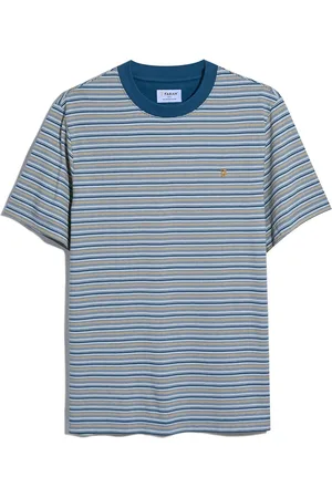 Farah Blue 100% Cotton Danny Striped Short Sleeve T-Shirt XL