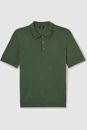 Reiss Manor Merino Wool Short-Sleeve Polo Shirt L