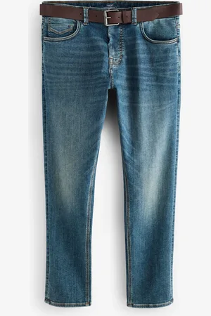 Next Blue Mid Vintage Slim Fit Belted Motionflex Jeans 36W x 29L (UK 36 S)