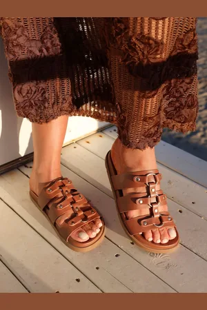 Linzi Brown Marcia Studded Gladiator Slip On Sandals AU 9 (EU 40)