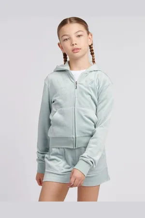 Juicy Couture Light Blue Girls Tonal Velour Zip Up Hoodie 10