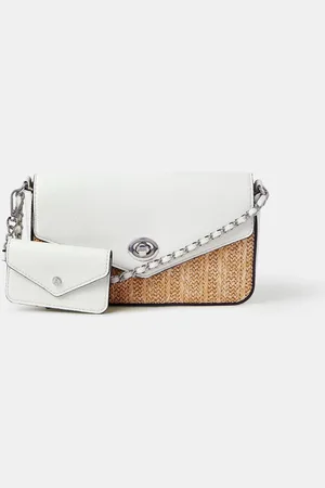 Accessorize White Raffia Cross-Body Bag And Wallet one