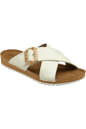 Lotus White Flat Mule Sandals AU 6 (EU 37)