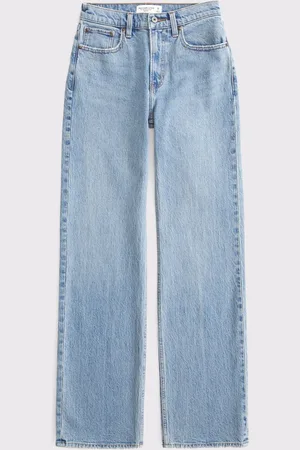 Abercrombie & Fitch Blue Curvy 90s Relaxed Clean Hem Jeans waistsize29in