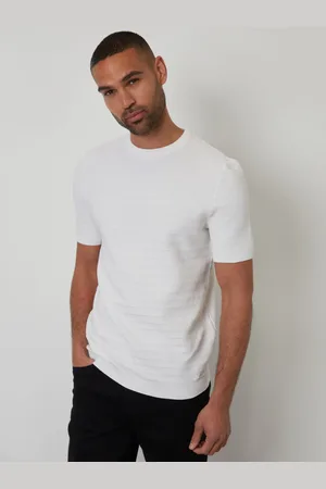 Threadbare Cream Textured Knitted T-Shirt small