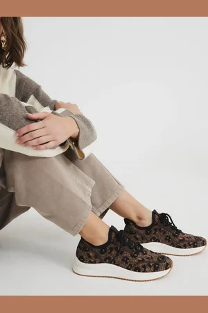 River Island Brown Leopard Print Knit Runner Trainers AU 7 (EU 38)