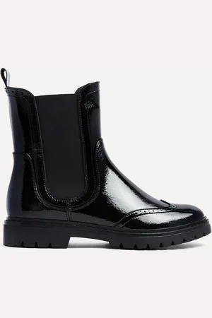 Linzi Black Esme Patent Ankle Boots With Stitched Detail AU 6 (EU 37)