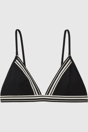 Reiss Black Raven Triangle Colourblock Bikini Top AU 10
