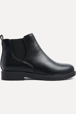 Linzi Black Fauna Wide Fit Chelsea Boots With Stretch Side Panel AU 9 (EU 40)