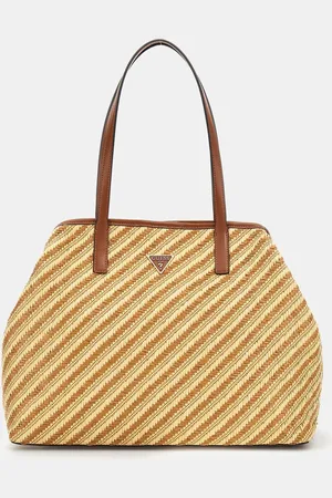 Guess Large Cognac Vikky 2 In 1 Tan Brown Tote Bag One