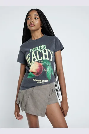 River Island Grey Feeling Peachy Crew 100% Cotton T-Shirt 8