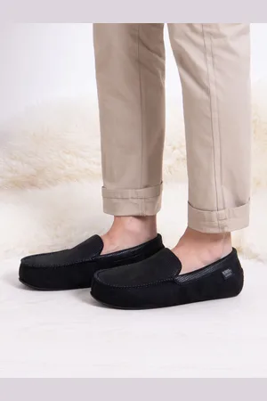 Totes Black Mens Isotoner Square Patterned Smart Moccasin Slippers AU 11 (EU 45)