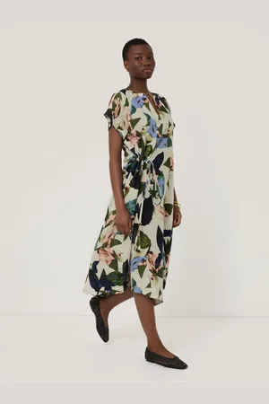 Jigsaw Future Botanic 100% Linen Dress AU 12