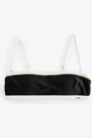 HUGO BOSS Black Signature Stripe Bandeau Strap Bikini Top S