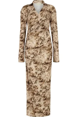 DASKA Scorpio Maxi Wrap Dress With Long Sleeves XS