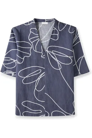CELTIC & CO. Half Sleeve V-Neck 100% Linen Tunic AU 14