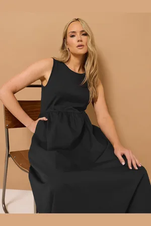 Long Tall Sally 100% Cotton Sleeveless Mix Fabric Midi Dress AU 12 Tall