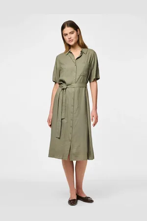 Pieces® Linen Blend Short Sleeve Shirt Dress AU 10