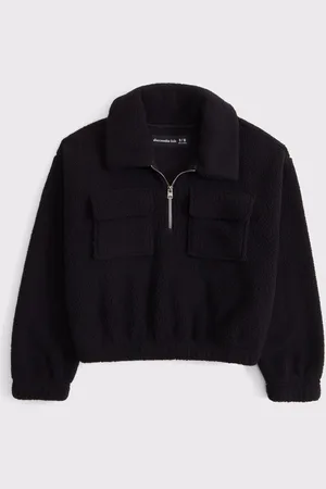 Abercrombie & Fitch Sherpa Black Fleece Quauter Zip Fleece Jumper 13