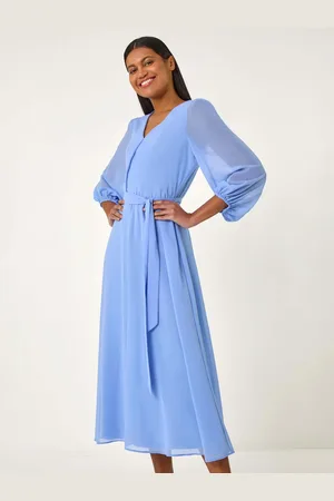 Roman Chiffon V-Neck Midi Dress AU 14