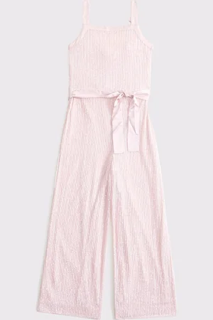Abercrombie & Fitch Pink Sequin Occasion Party Strappy Jumpsuit 15