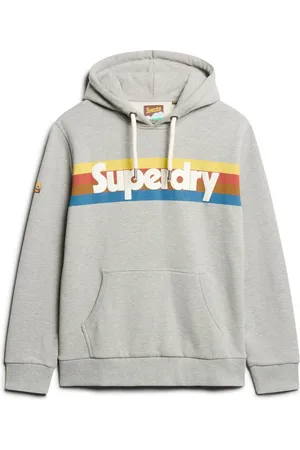 Superdry Grey Marl Retro Stripe Logo Hoodie XL