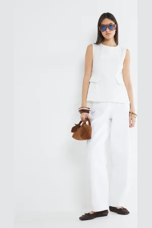River Island White Peplum Crew Neck Denim 100% Cotton Vest 12