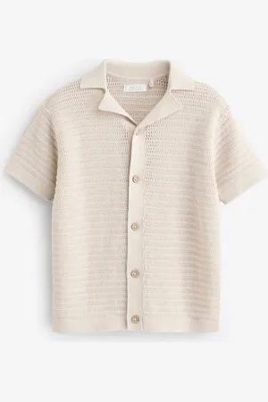 Next Textured Revere Collar Short Sleeve Knitted 100% Cotton Polo Shirt (3mths-7yrs) 3