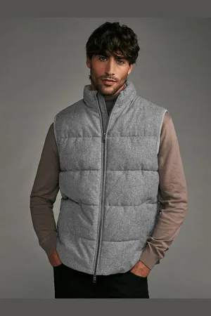 Next Grey Signature Wool Blend Donegal Puffer Gilet XXL