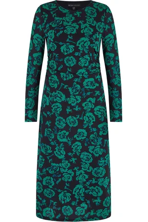 Yumi Floral Fitted Mesh Midi Dress With Long Sleeves AU 8