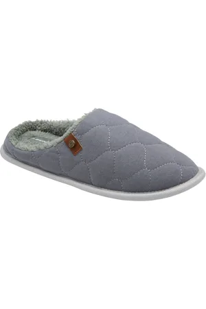 Dunlop Light Grey Mens Quilted Mule Slippers AU 8 (EU 42)