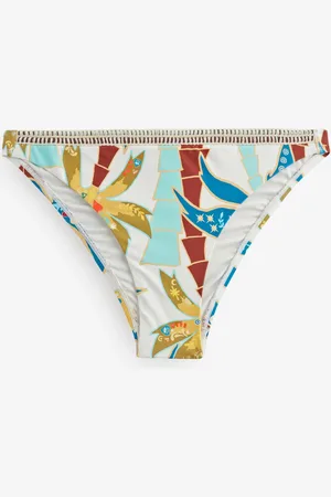 Never Fully Dressed Ecru Palm High Leg Bikini Bottoms AU 16