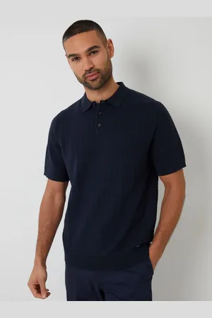 Threadbare Cotton Mix Short Sleeve Textured Knitted Polo Shirt L