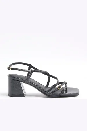 River Island Black Strappy Block Heel Sandals AU 9 (EU 40)