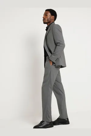 River Island Grey Slim Plain Suit Trousers 36W x 33L (UK 36 L)