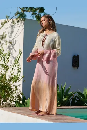South Beach Ombre Metallic Maxi Kaftan Dress AU 10