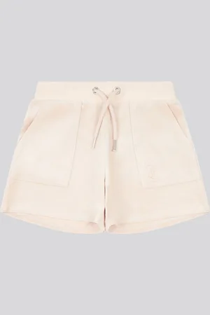 Juicy Couture Girls Tonal Embroidered Velour Shorts 10