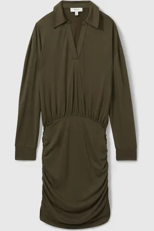 Reiss Victoria Ruched Jersey Open-Collar Mini Dress XS