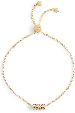 Coach Gold Tone Signature Quilted Tube Slider Bracelet One