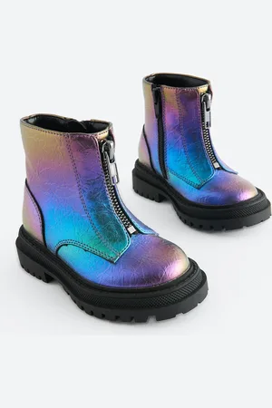 Next Multi Metallic Standard Fit (F) Zip Front Chunky Boots AU 10 (EU 28)