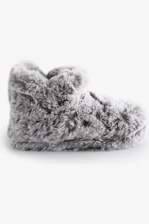 Totes Grey Ladies Faux Fur Boots Slippers AU 7.5 (EU 38)